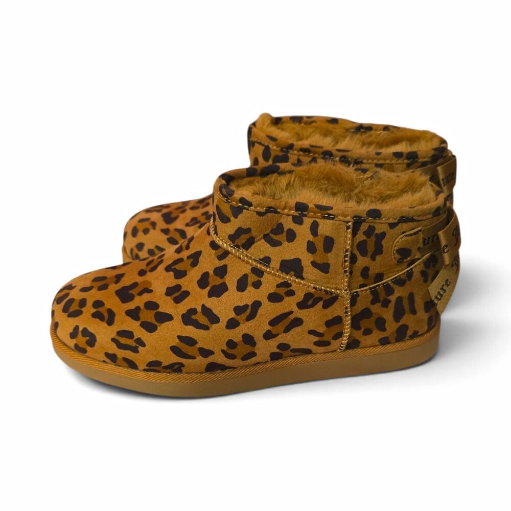 Juicy Couture Women’s Kelsey Leopard Animal Print Ankle Bootie Faux Fur Lined 7